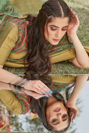 Pear Green Banarasi Chanderi Saree
