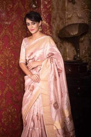 Peony Pink Banarasi Chanderi Saree