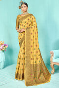 Pineapple Yellow Banarasi Chanderi Saree