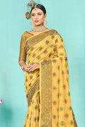 Pineapple Yellow Banarasi Chanderi Saree