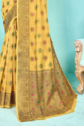 Pineapple Yellow Banarasi Chanderi Saree