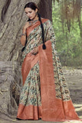 Printed Hazelwood Yellow Banarasi Chanderi Saree