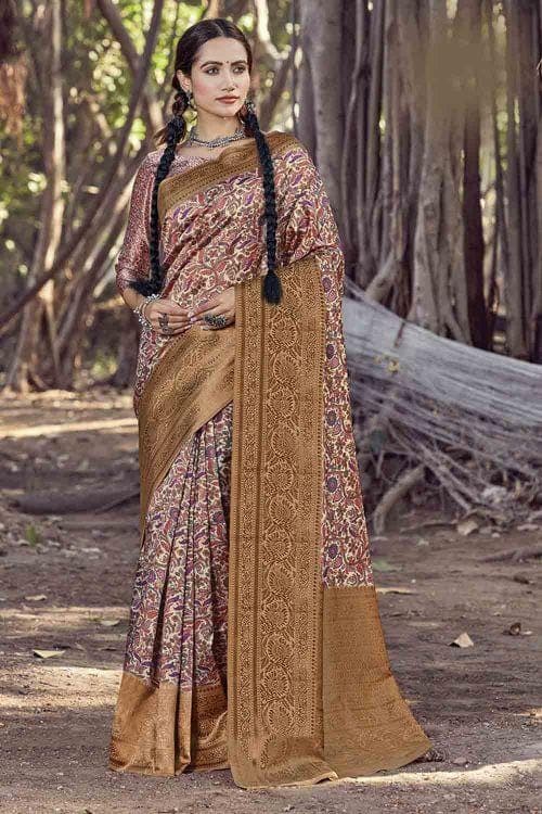 Printed Mellow Yellow Banarasi Chanderi Saree