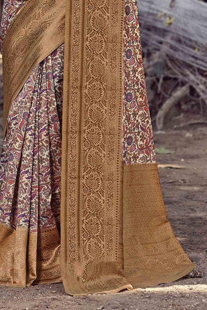 Printed Mellow Yellow Banarasi Chanderi Saree