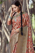 Printed Sand Yellow Banarasi Chanderi Saree