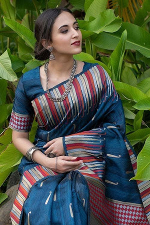 Prussian Blue Banarasi Chanderi Saree