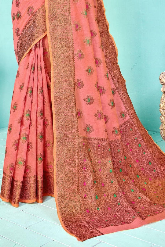 Punch Pink Banarasi Chanderi Saree