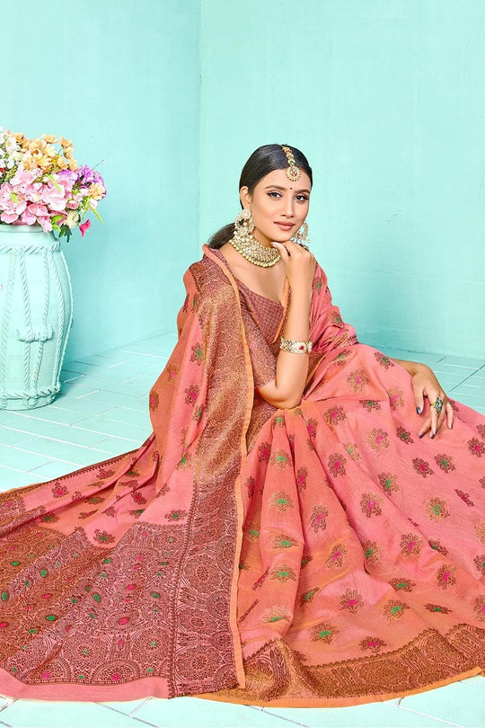Punch Pink Banarasi Chanderi Saree