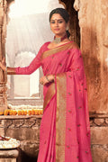 Punch Pink Banarasi Chanderi Saree
