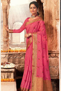 Punch Pink Banarasi Chanderi Saree