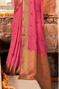 Punch Pink Banarasi Chanderi Saree
