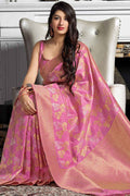 Banarasi - Chanderi Saree Rose Pink Banarasi Chanderi Saree saree online