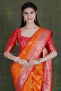 Banarasi - Chanderi Saree Rust Orange Banarasi - Chanderi Saree saree online