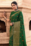 Sacramento Green Banarasi Chanderi Saree