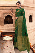 Sacramento Green Banarasi Chanderi Saree