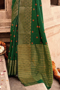 Sacramento Green Banarasi Chanderi Saree