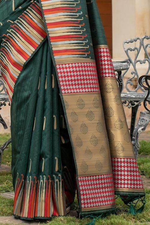 Sacramento Green Banarasi Chanderi Saree