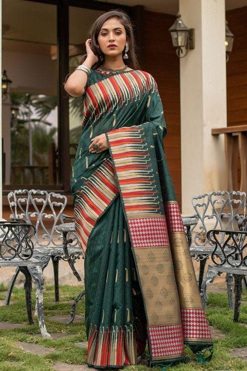 Sacramento Green Banarasi Chanderi Saree