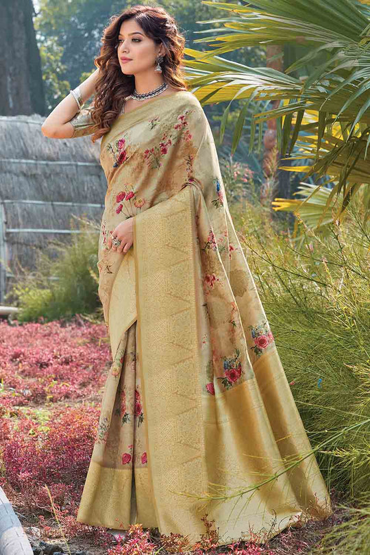 Sage Green Banarasi Chanderi Saree