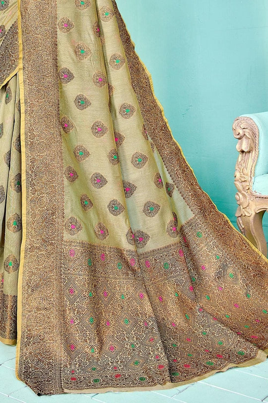 Sage Green Banarasi Chanderi Saree