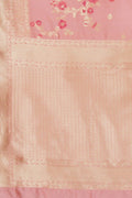 Salmon Pink Banarasi - Chanderi Saree