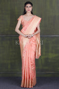 Salmon Pink Banarasi - Chanderi Saree