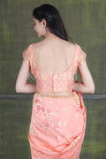Salmon Pink Banarasi - Chanderi Saree