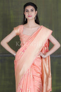 Salmon Pink Banarasi - Chanderi Saree