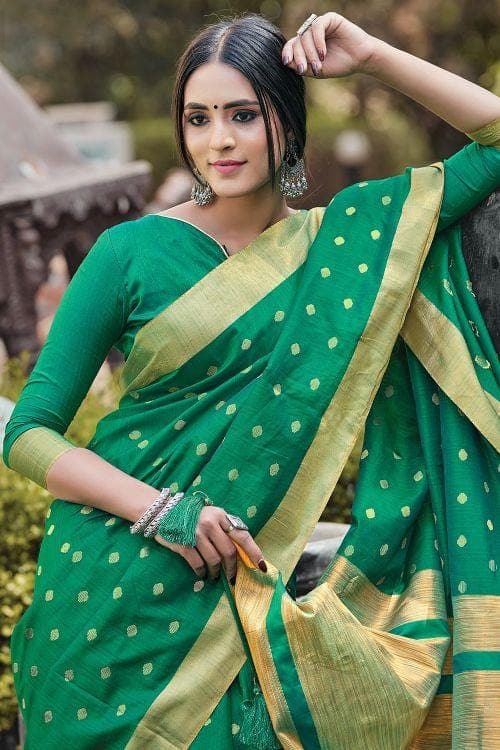 Sea Green Banarasi Chanderi Saree