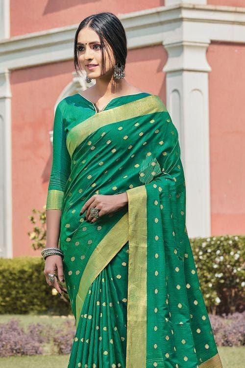Sea Green Banarasi Chanderi Saree