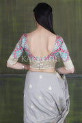 Slate Grey Banarasi - Chanderi Saree