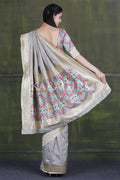 Slate Grey Banarasi - Chanderi Saree
