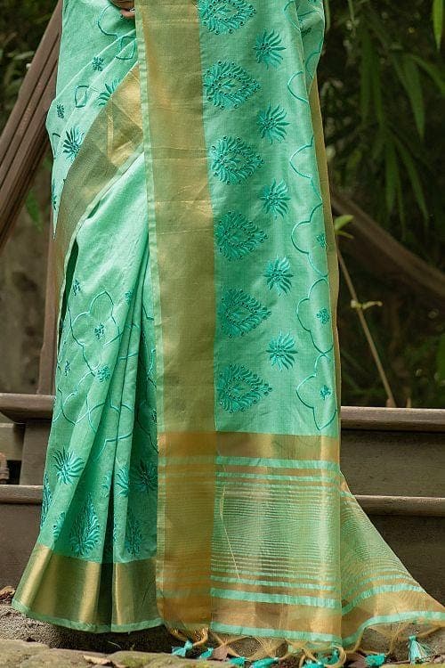 Spring Green Banarasi Chanderi Saree