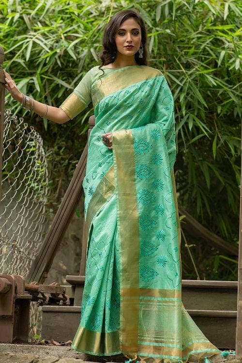 Spring Green Banarasi Chanderi Saree