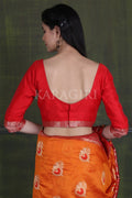 Squash Orange Banarasi - Chanderi Saree