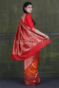 Squash Orange Banarasi - Chanderi Saree