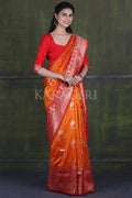 Squash Orange Banarasi - Chanderi Saree