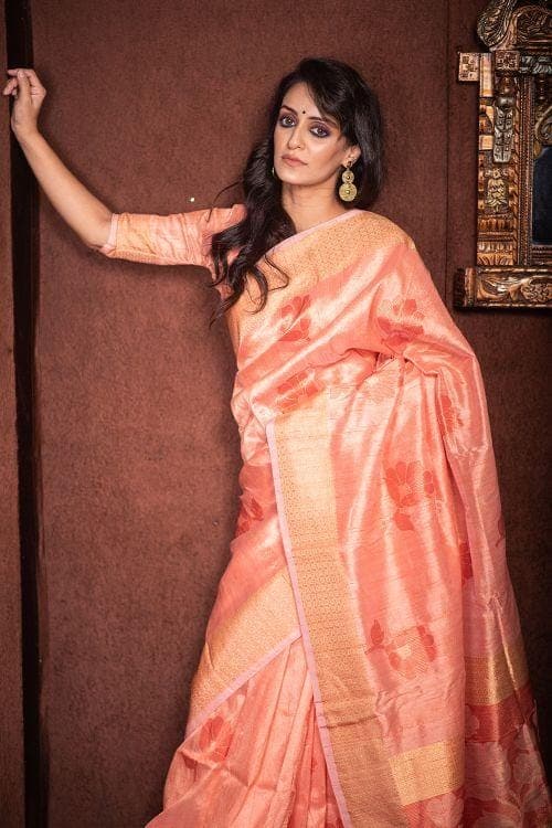 Starfish Orange Banarasi Chanderi Saree