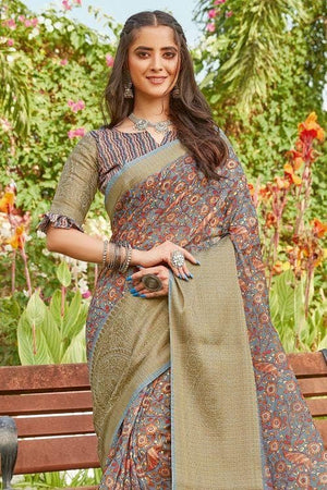 Steel Grey Banarasi Chanderi Saree