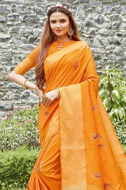 Sunrise Orange Banarasi Chanderi Saree