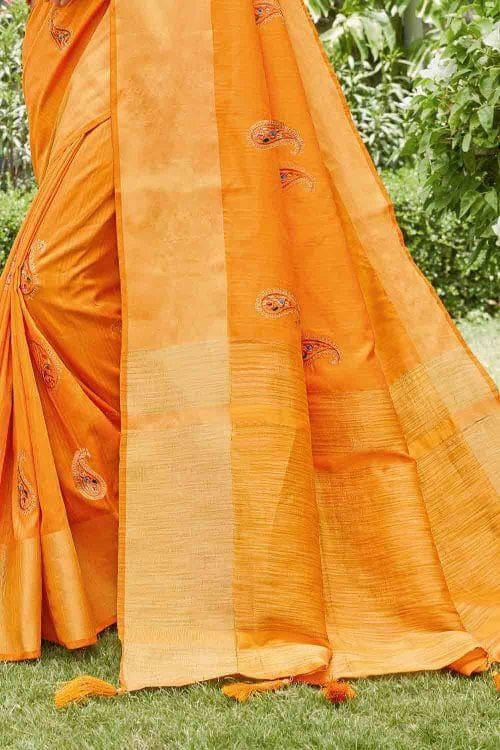 Sunrise Orange Banarasi Chanderi Saree