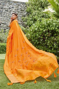 Sunrise Orange Banarasi Chanderi Saree