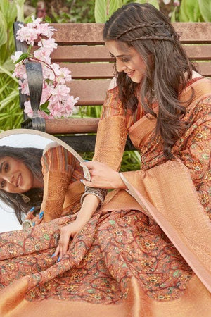 Toffee Brown Banarasi Chanderi Saree