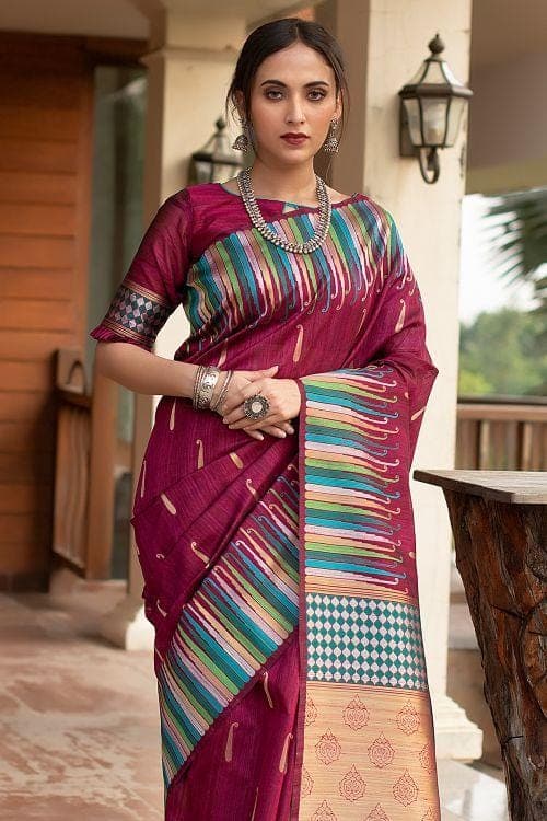 Venetian Red Banarasi Chanderi Saree