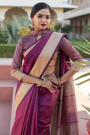 Banarasi - Chanderi Saree Yam Purple Banarasi Chanderi Saree saree online