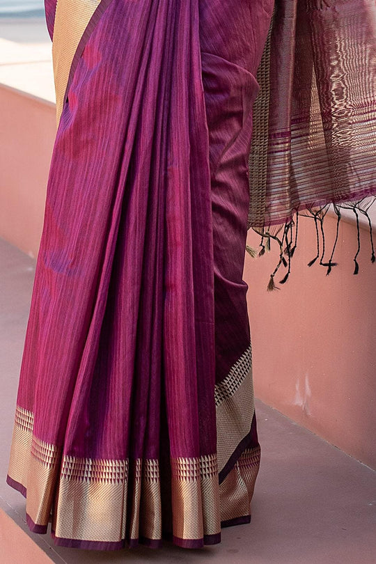 Banarasi - Chanderi Saree Yam Purple Banarasi Chanderi Saree saree online