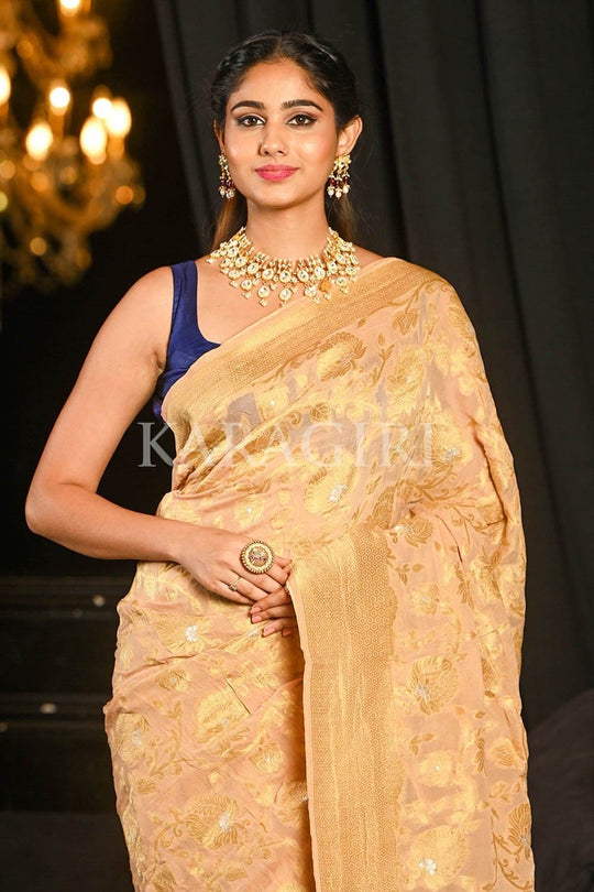 Banarasi Khaddi Georgette Saree Bisque Cream Banarasi Khaddi Georgette Saree saree online
