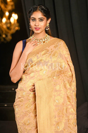 Banarasi Khaddi Georgette Saree Bisque Cream Banarasi Khaddi Georgette Saree saree online