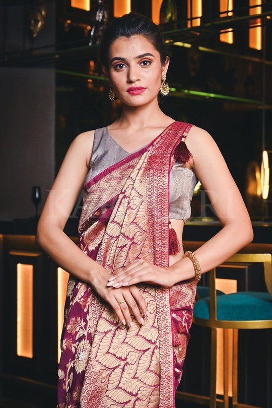 Banarasi Khaddi Georgette Saree Boysenberry Purple Banarasi Khaddi Georgette Saree saree online