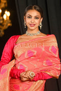Banarasi Khaddi Georgette Saree Brick Pink Banarasi Khaddi Georgette Saree saree online